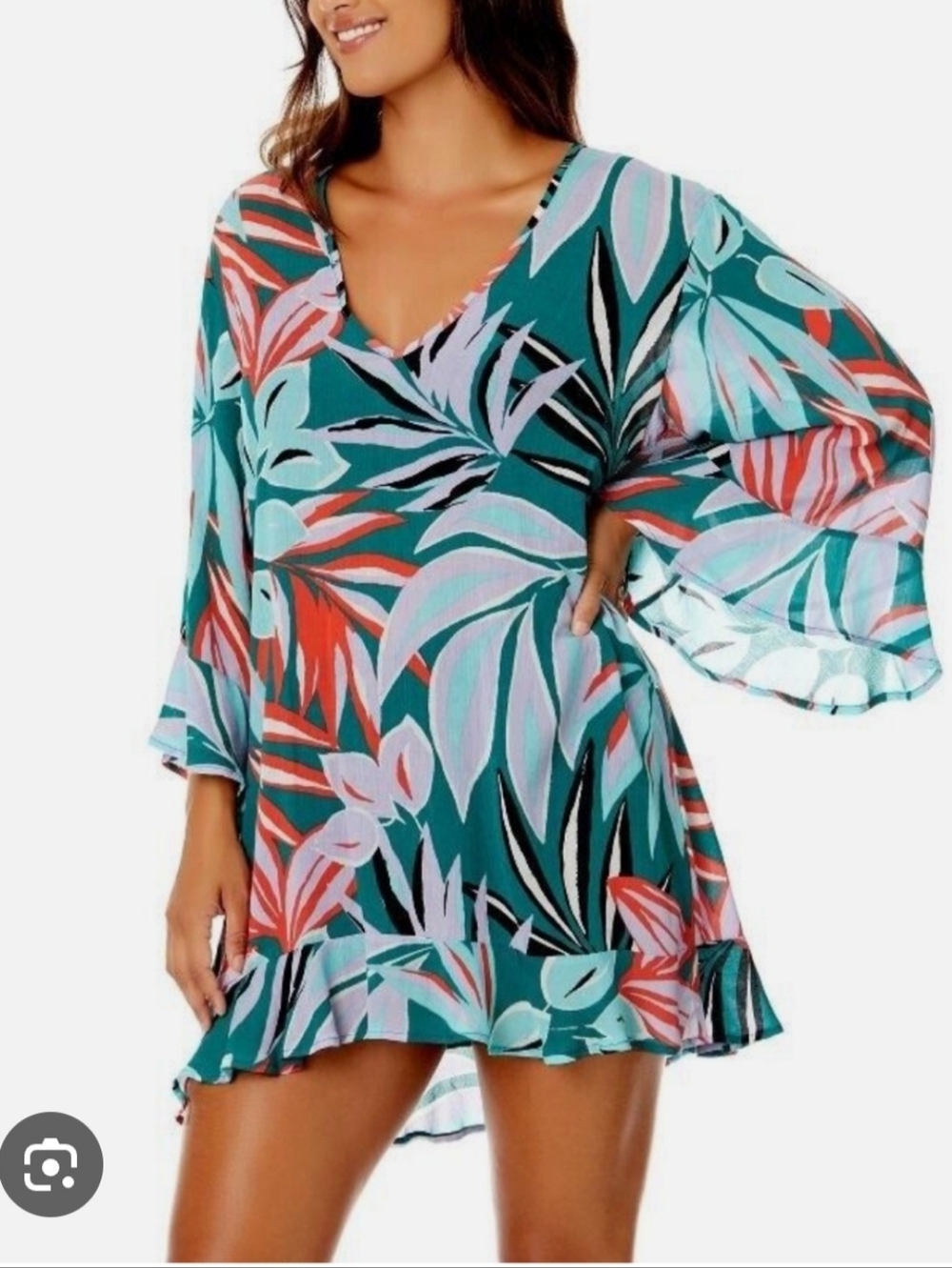 Anne Cole Tropical Beachy Swimsuit Coverup Size M/L Women's Tropical Print Dress